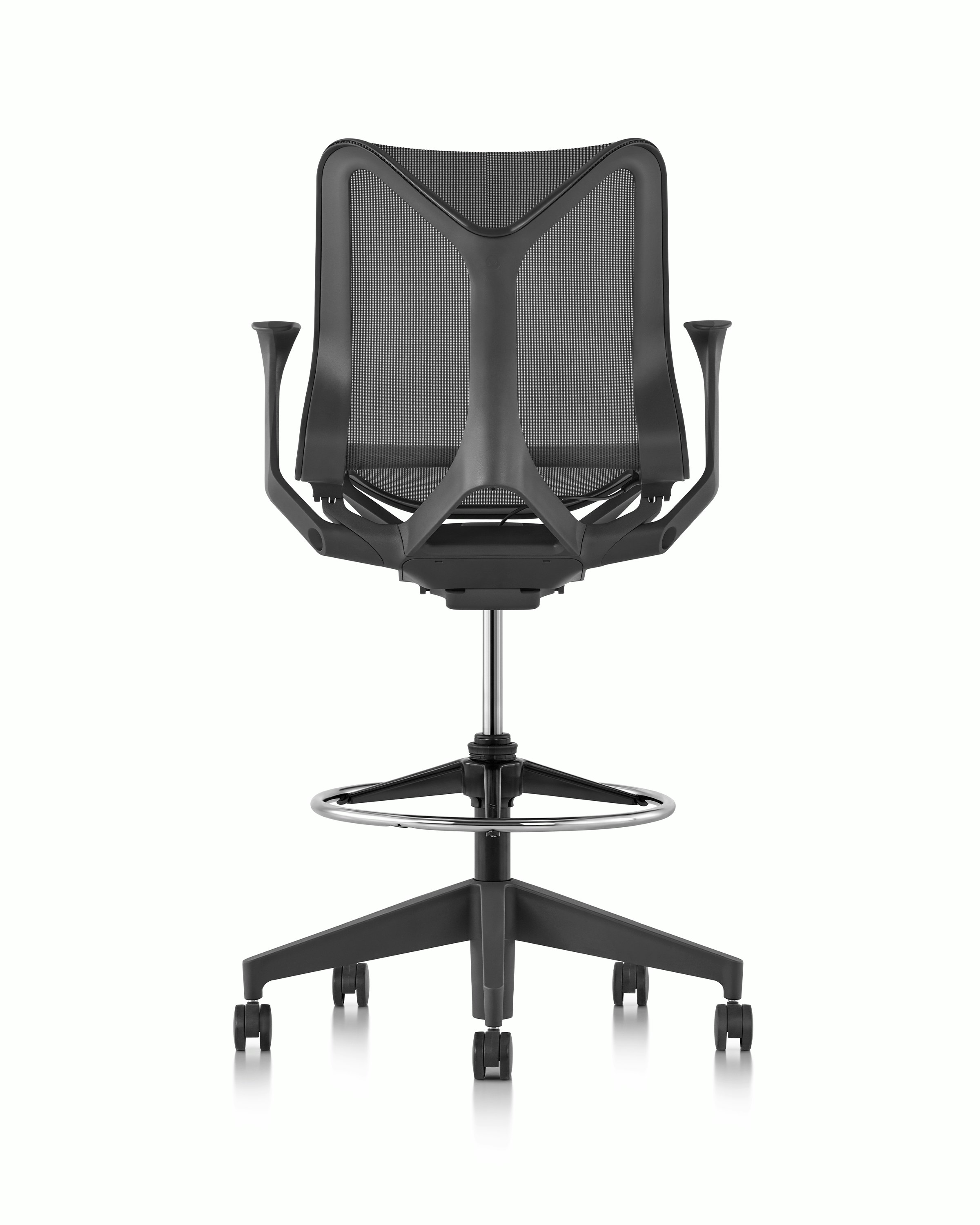 Cosm low back stool, back view, graphite color