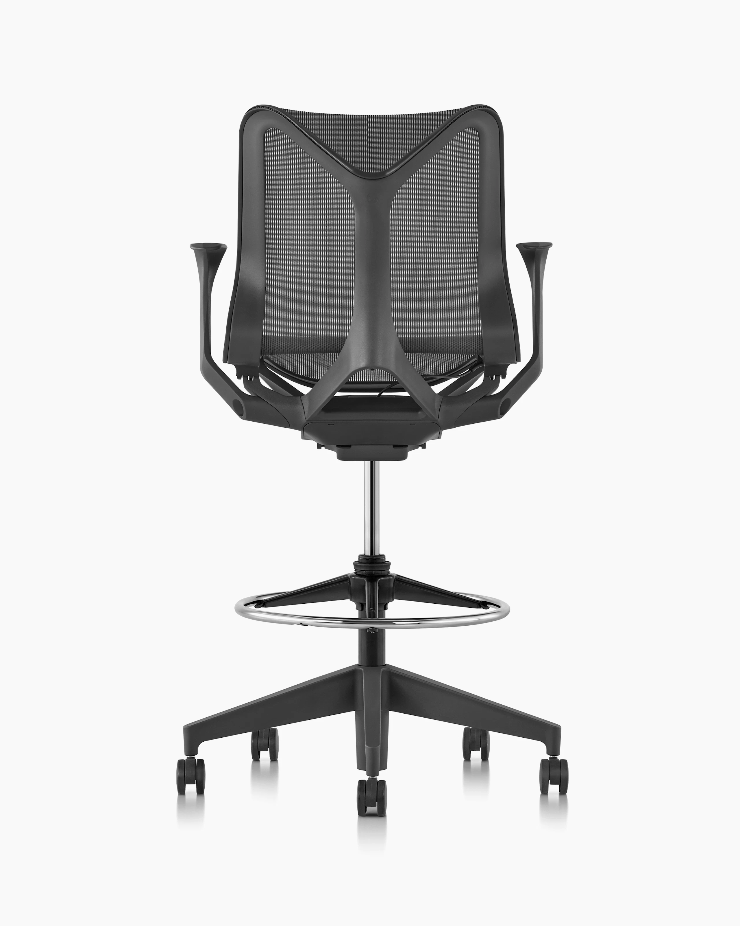 Cosm low back stool, back view, graphite color