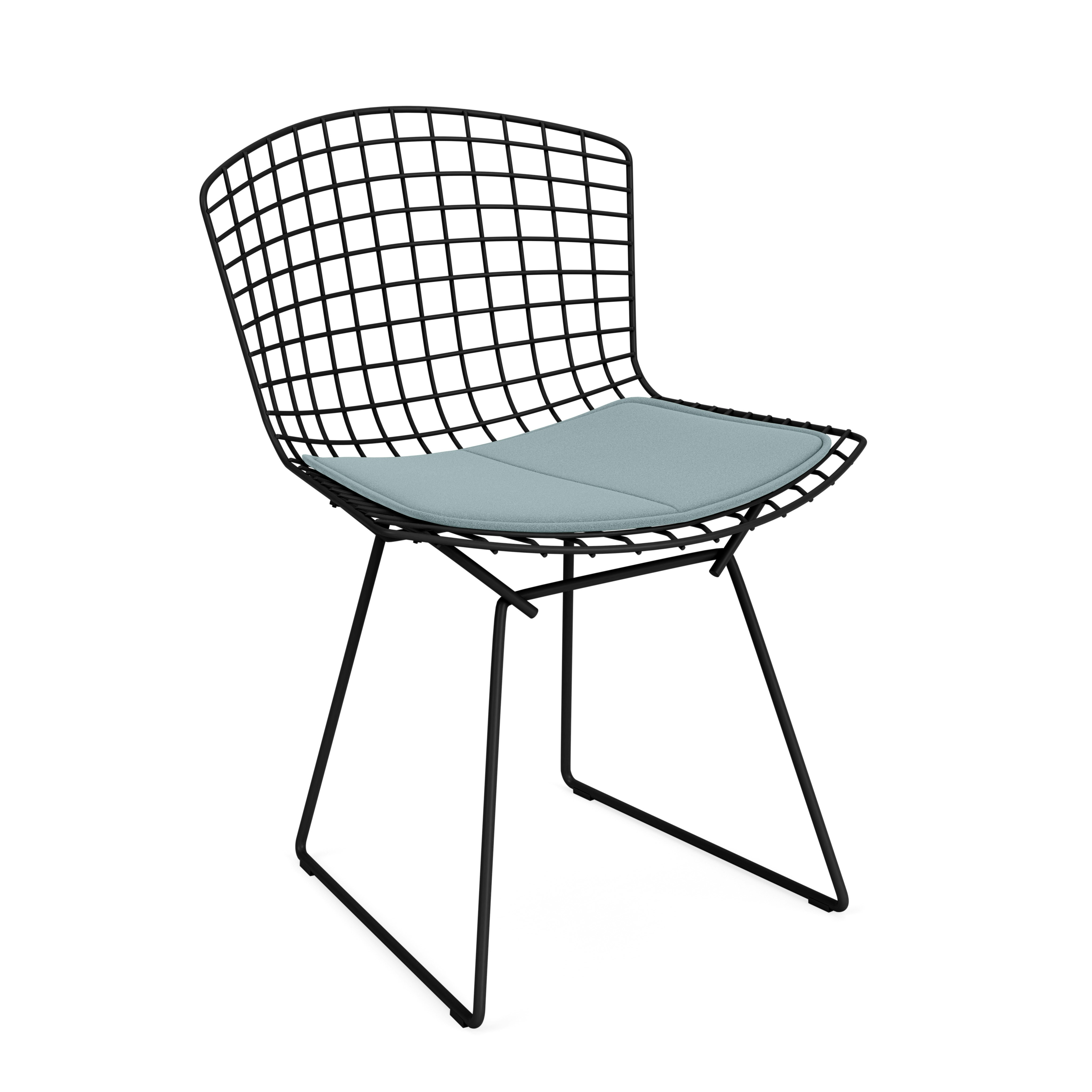Bertoia Side Chair with Outdoor Cushion Black, Utopia, Skylight