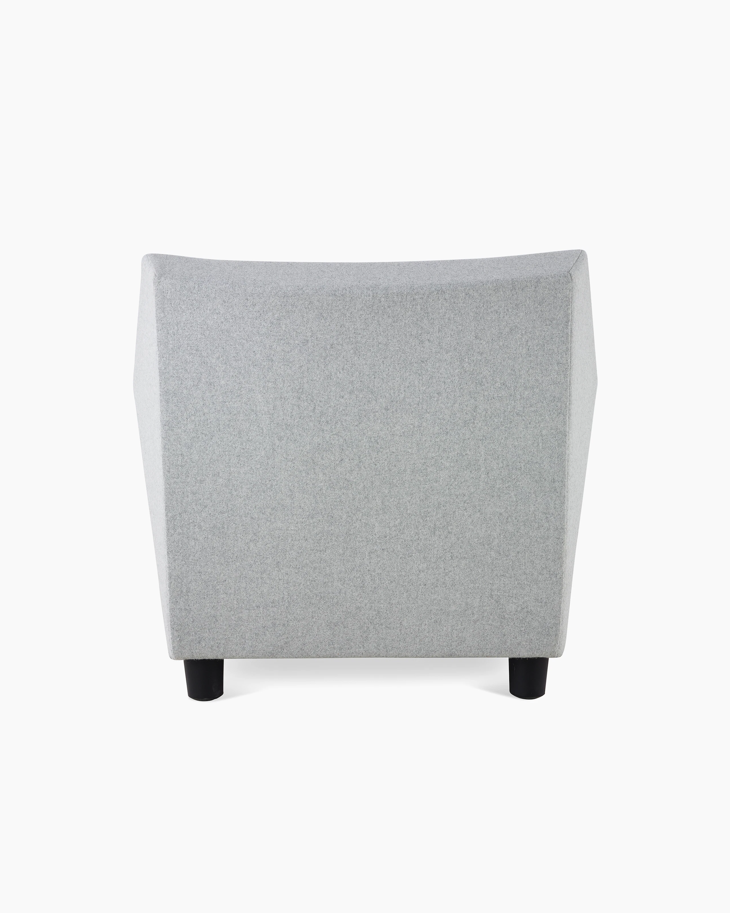 A Swoop Club Chair in light grey upholstery, viewed from the back.