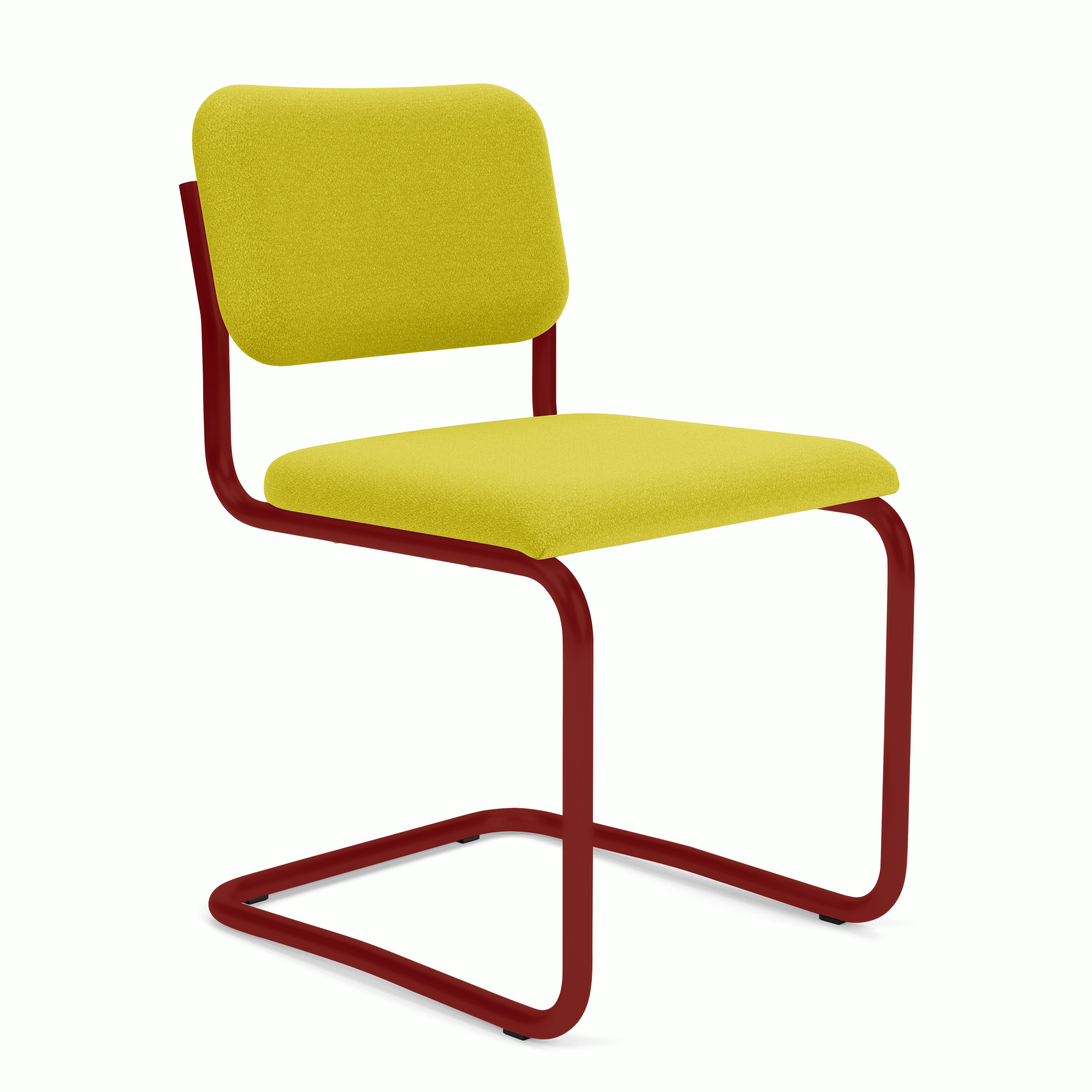 Cesca Upholstered Chair - Side Chair ,  Fully upholstered,   Classic Boucle,  chartreuse,  red frame