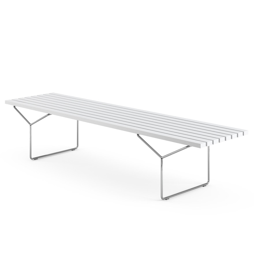 Bertoia Bench in White and Chrome