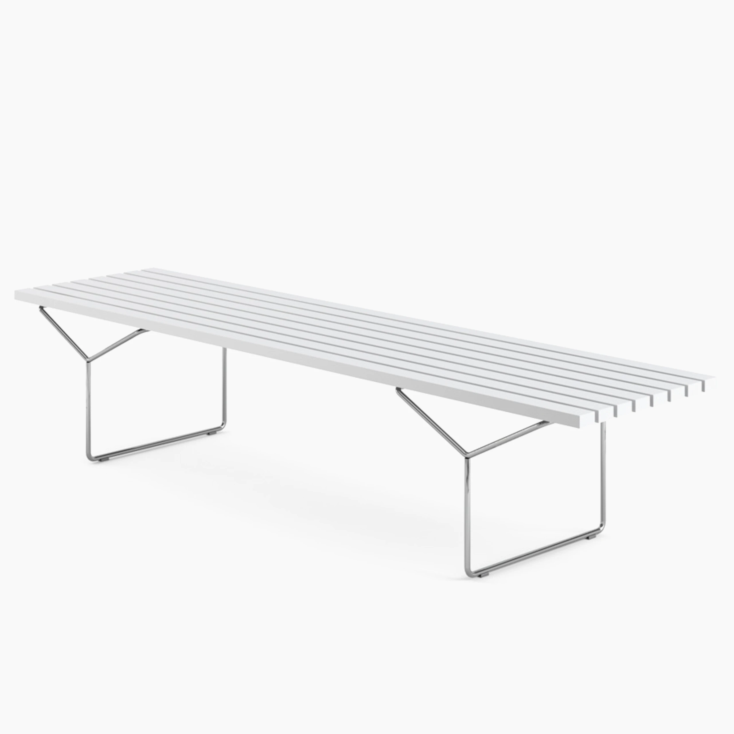 Bertoia Bench in White and Chrome