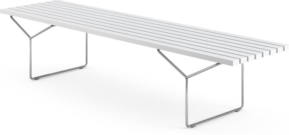 Bertoia Bench in White and Chrome