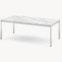 Florence Knoll Rectangular Coffee Table - 45 X 22, 17, Satin Cararra, Polished Chrome