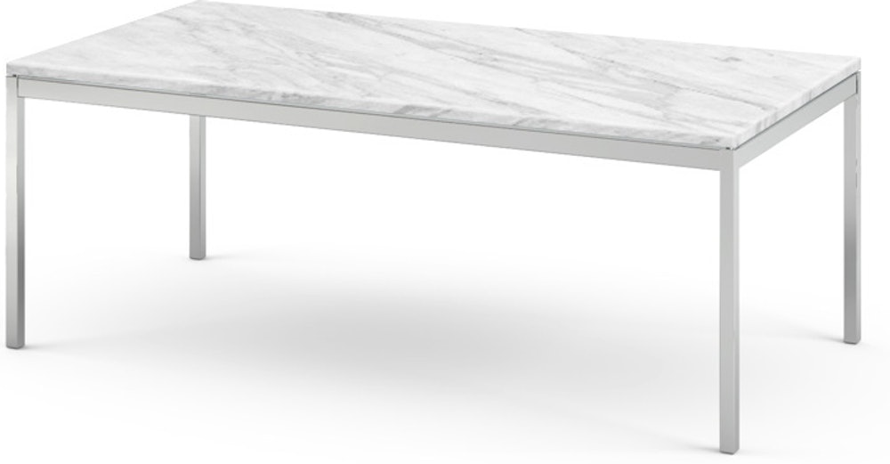 Florence Knoll Rectangular Coffee Table - 45 X 22, 17, Satin Cararra, Polished Chrome