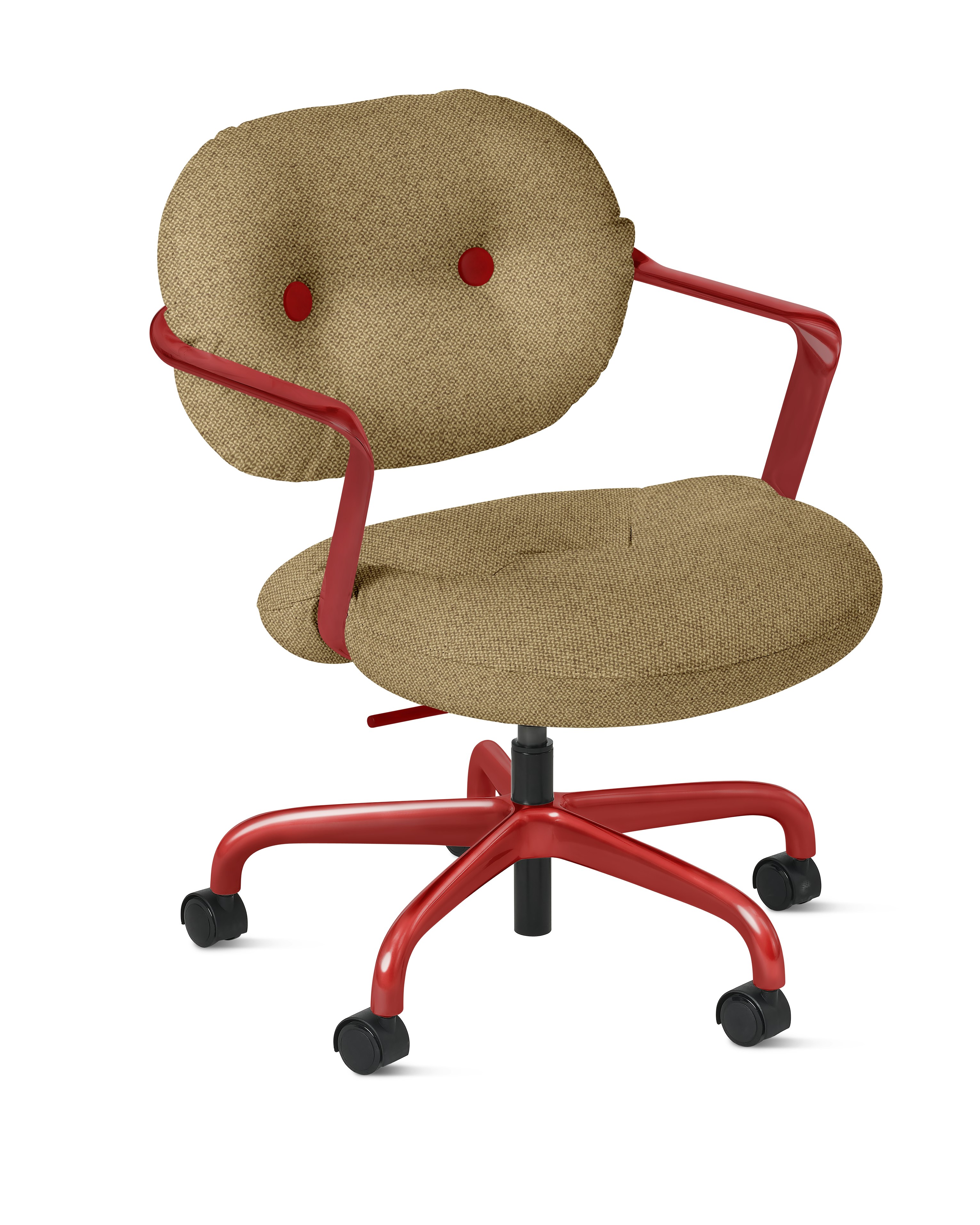 Morrison Hannah Task Chair - With Arms,  Hourglass,  Latte,  Crismon,  Hard Caster FSC Certified