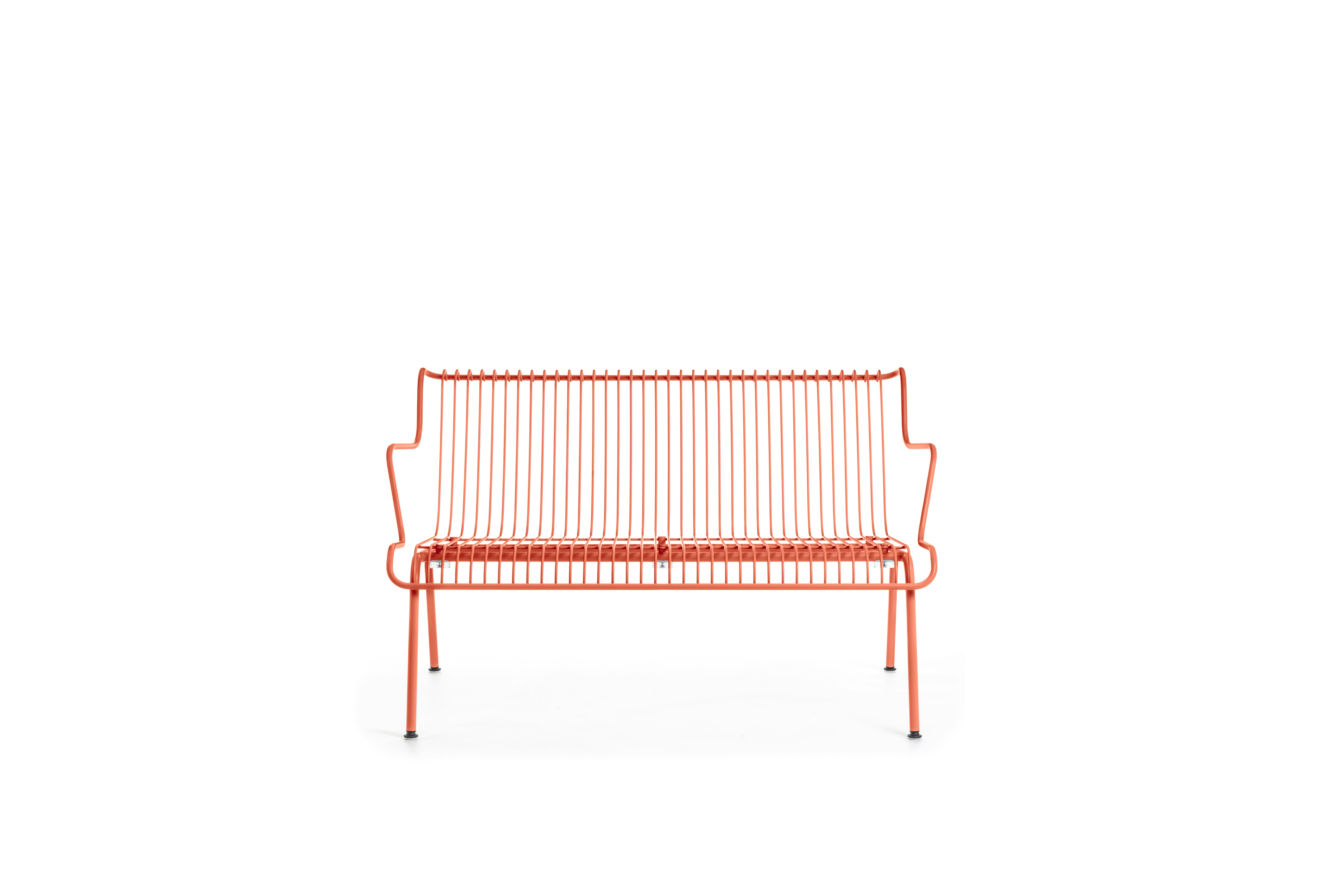 South Outdoor Lounge Bench with Arms - Orange