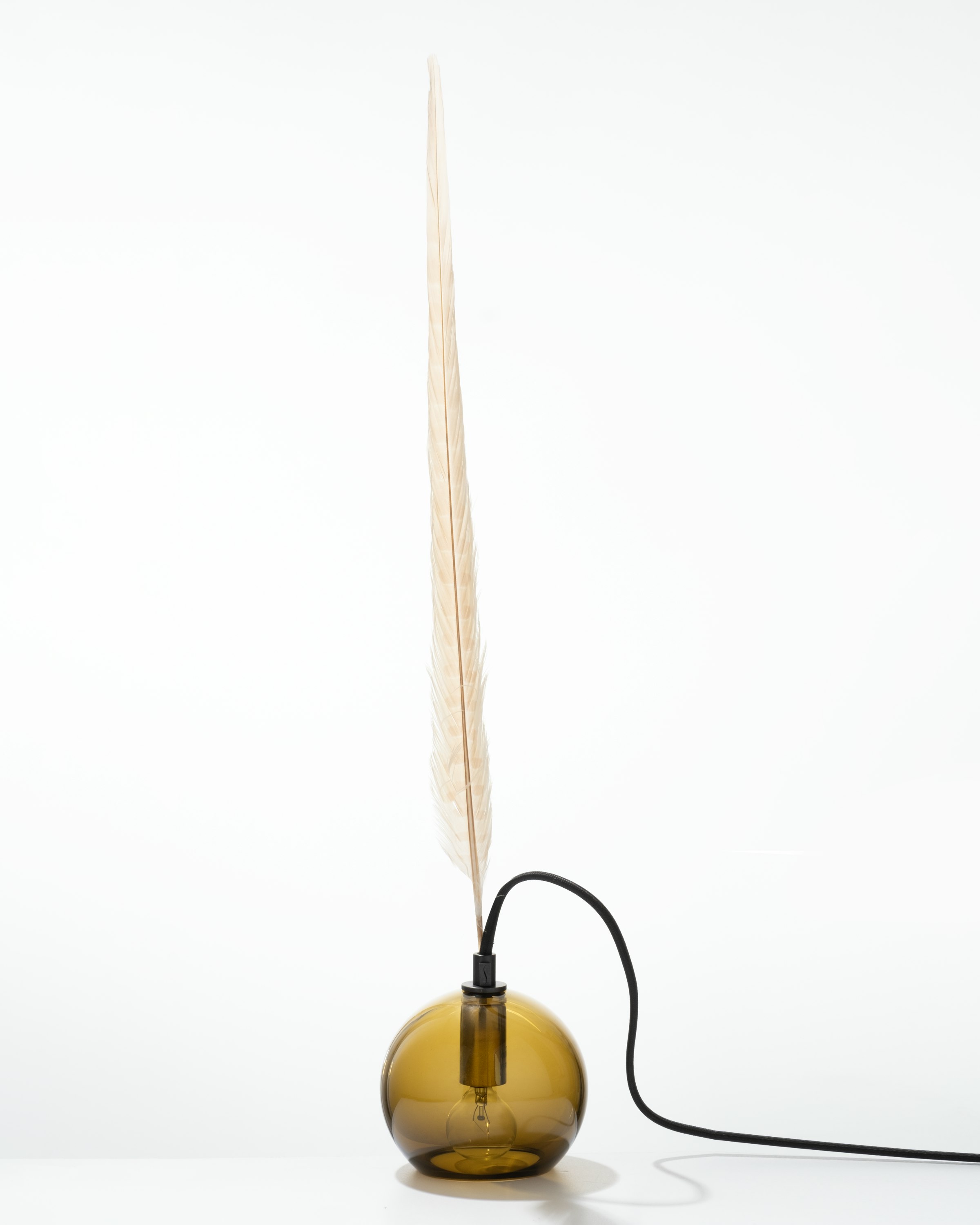 The Smoky Feather Table Lamp - 4.5inch, Ivory Feather