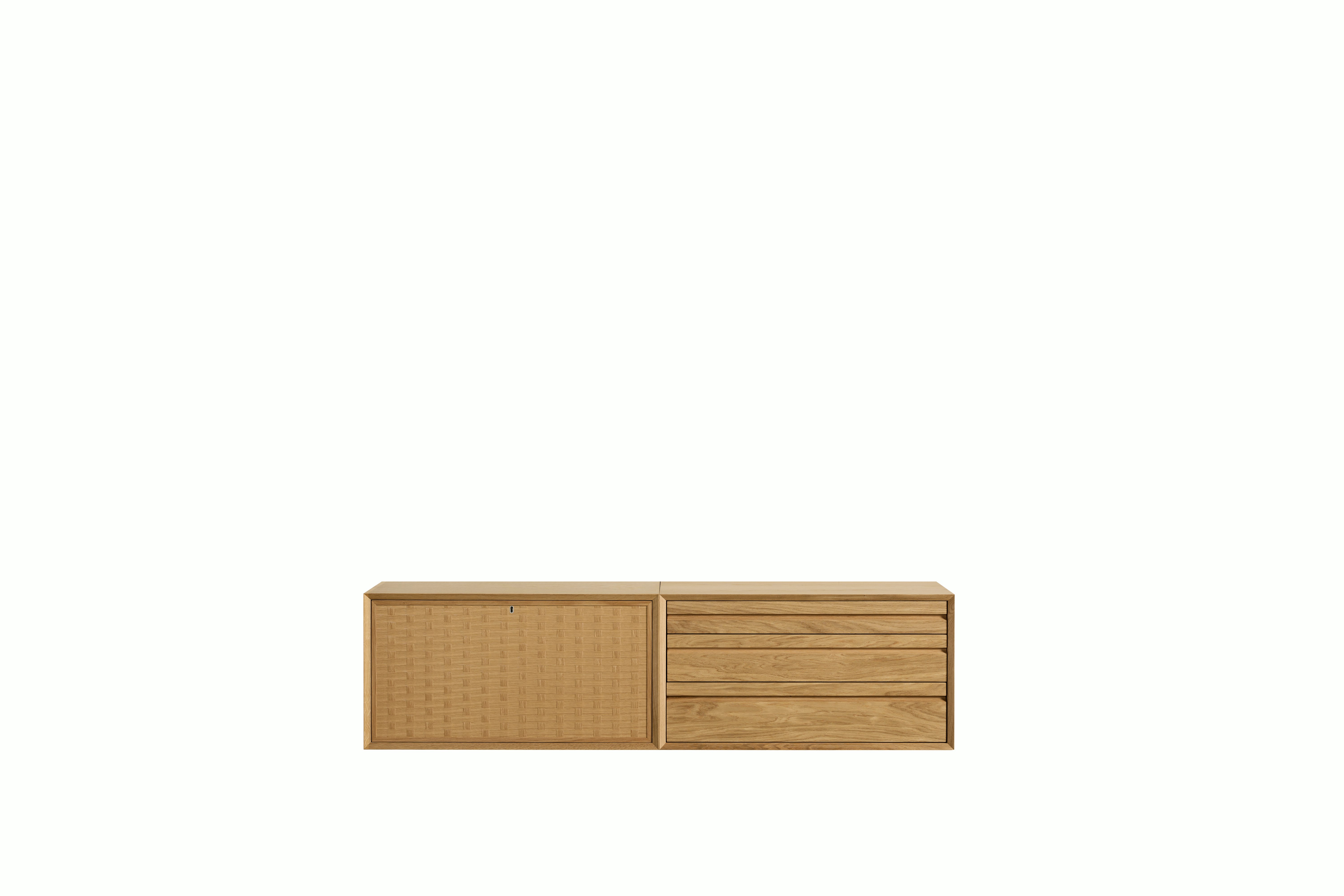 System Cado Sideboard - 2 Cabinets,  Oak,  Mixed cabinet A