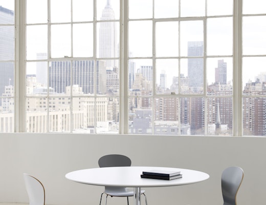 Florence Knoll Round Table Desk, Sprite Chair Florence Knoll Round Table Desk, Sprite Chair