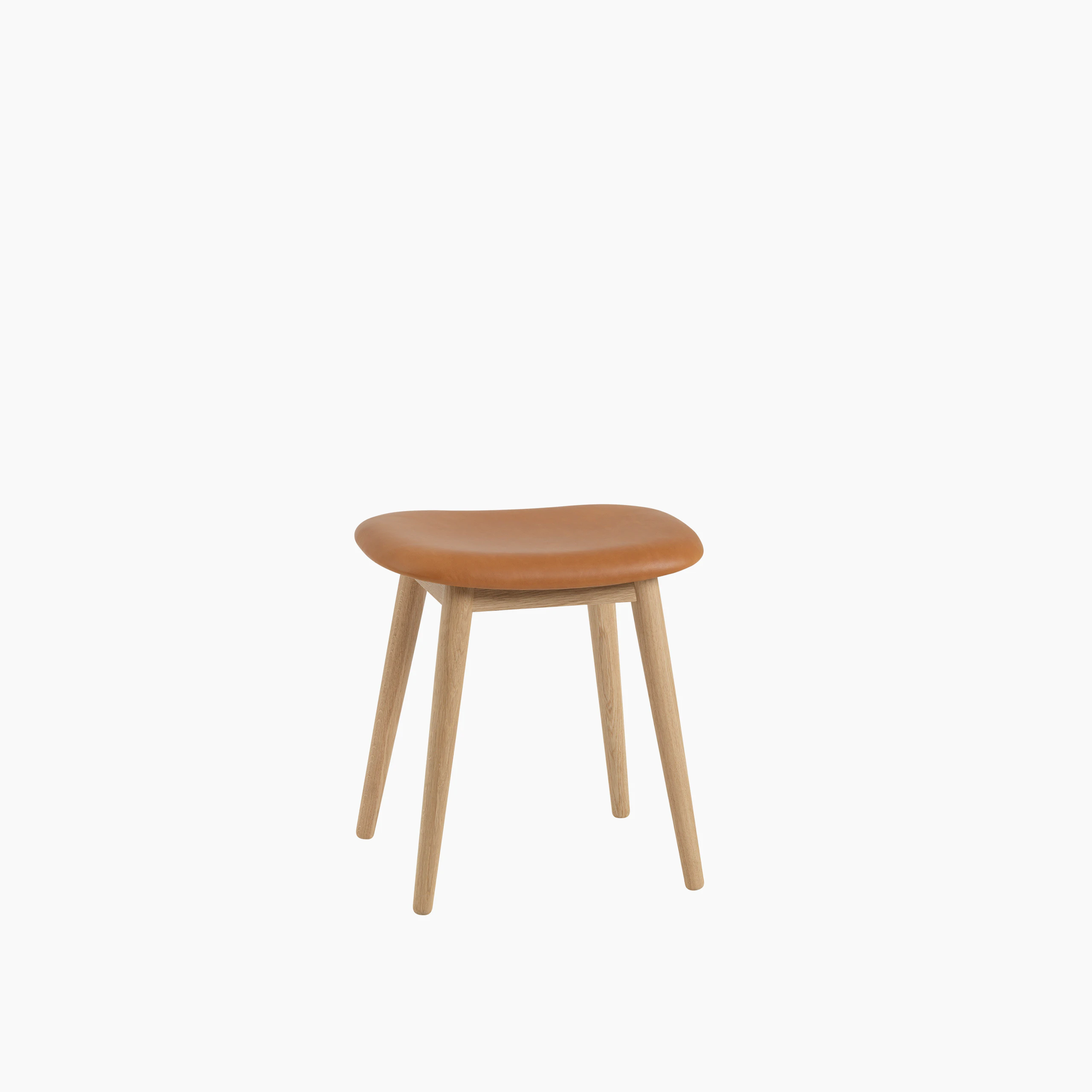 Fiber stool woodbase cognac Refine leather oak