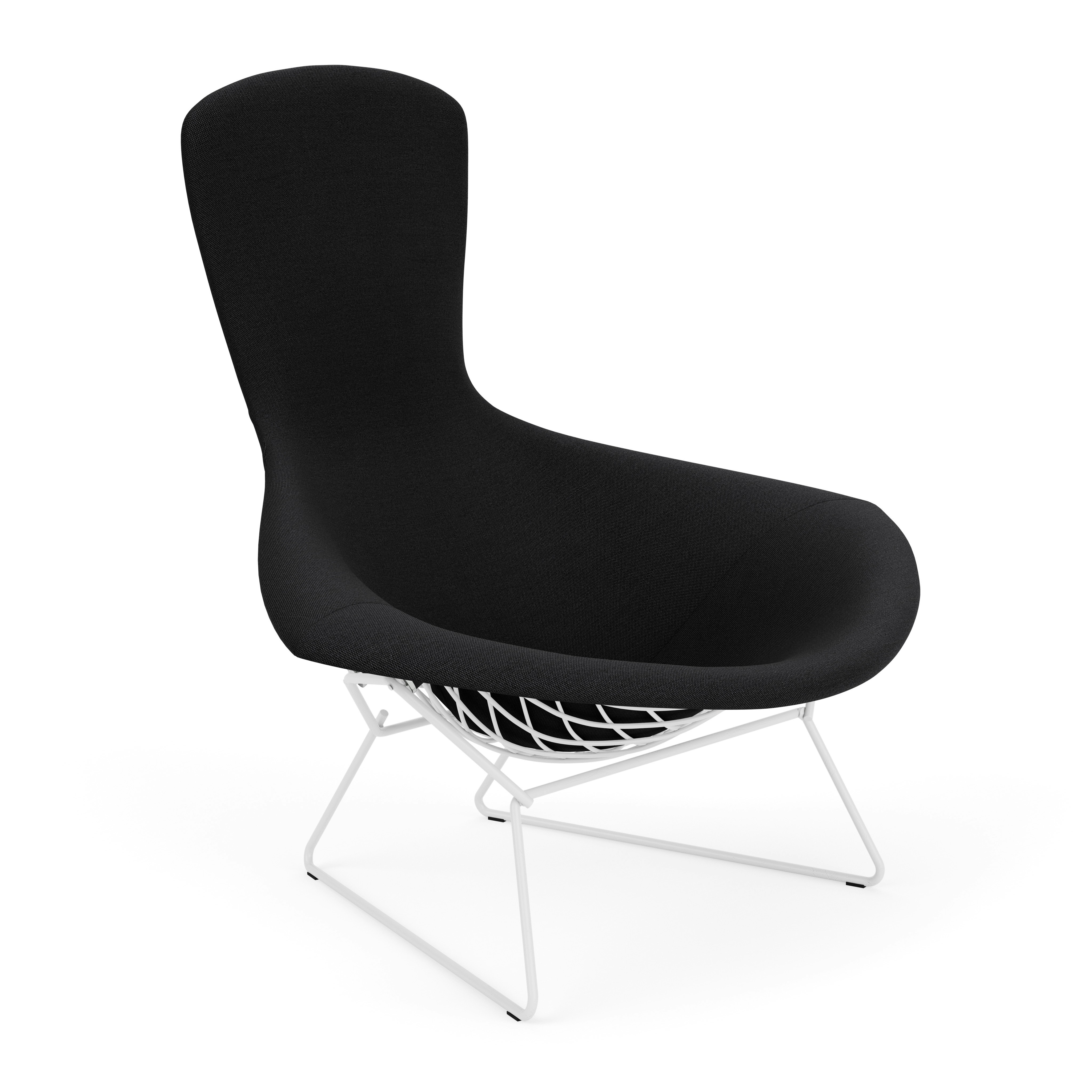 Bertoia Bird Lounge Chair, White, Full Cover, Hourglass, Caviar