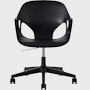 Front view of a Zeph chair with fixed arms in black.