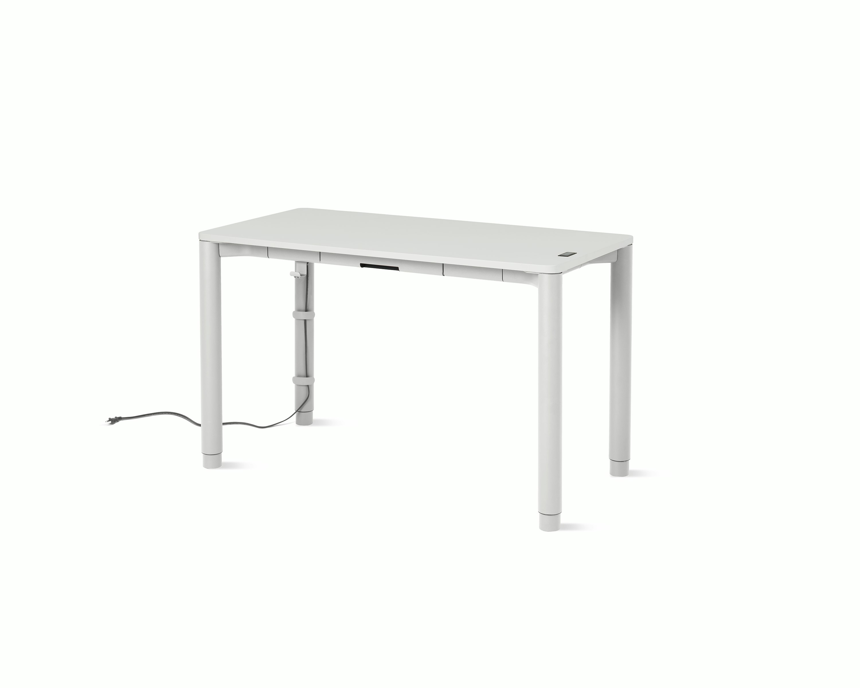 Four leg height-adjustable table shown with a white surface and legs.