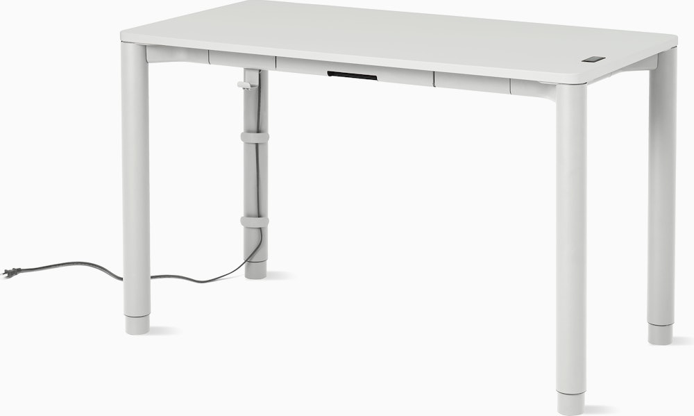 Four leg height-adjustable table shown with a white surface and legs.