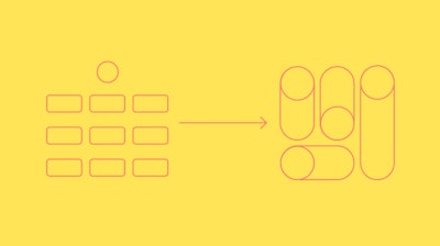 A yellow and pink illustration representing the transition from traditional learning to active learning