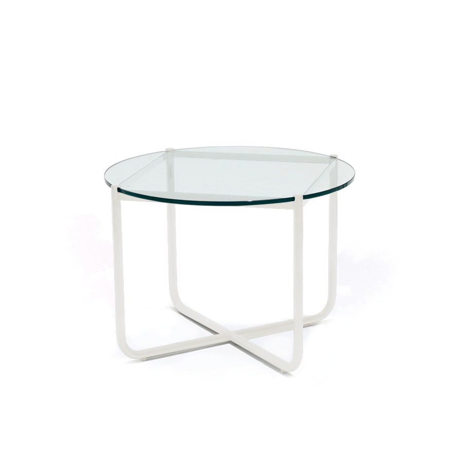 MR Side Table - Clear Glass, White