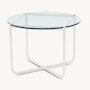 MR Side Table - Clear Glass, White