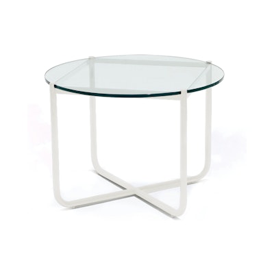 MR Side Table - Clear Glass, White MR Side Table - Clear Glass, White