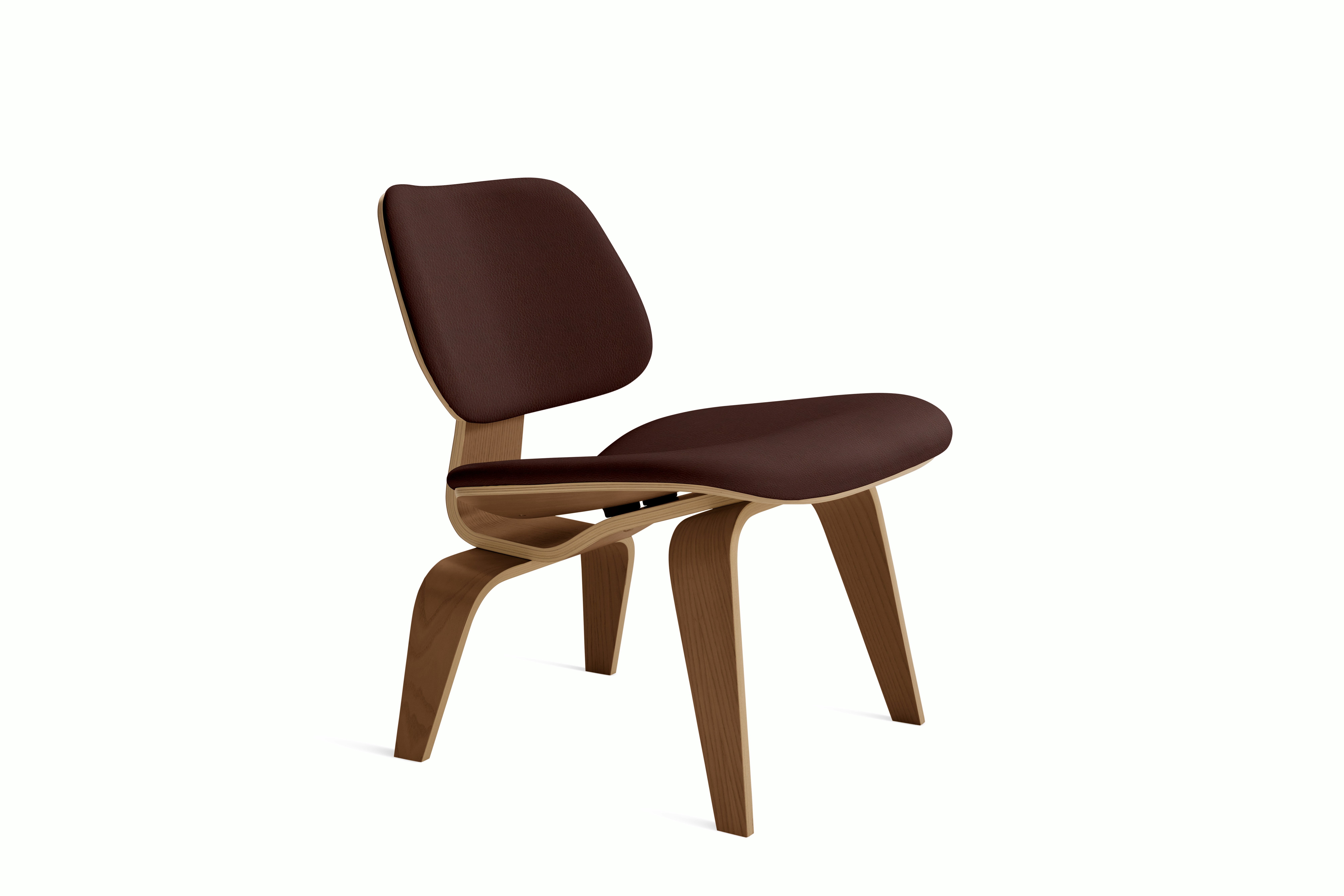 Eames Molded Plywood Lounge Chair Wood Base (LCW) - Upholstered,  Ebony,  Toostripe,  Black / Raw Umber