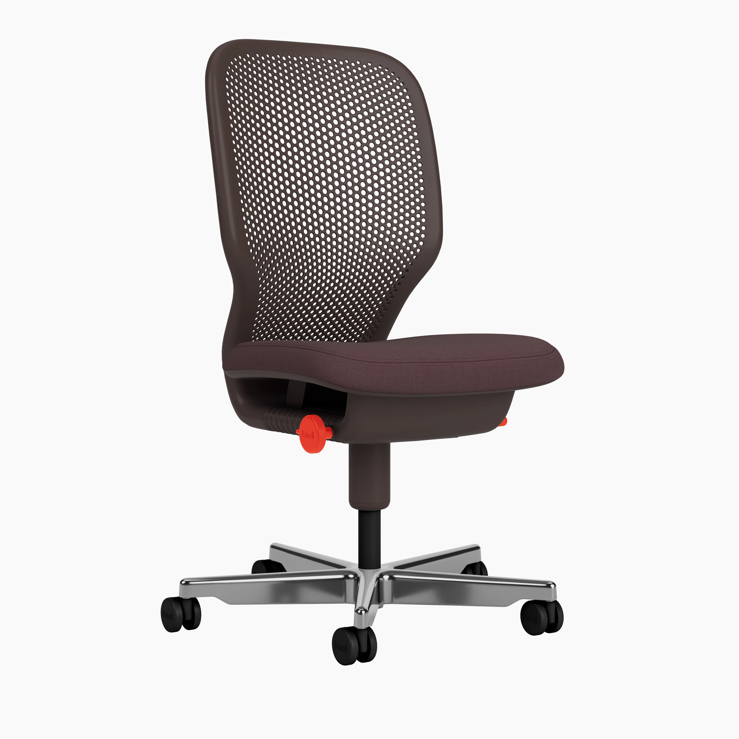 Newson Task Chair, Armless, Polished Aluminium Base, Umber