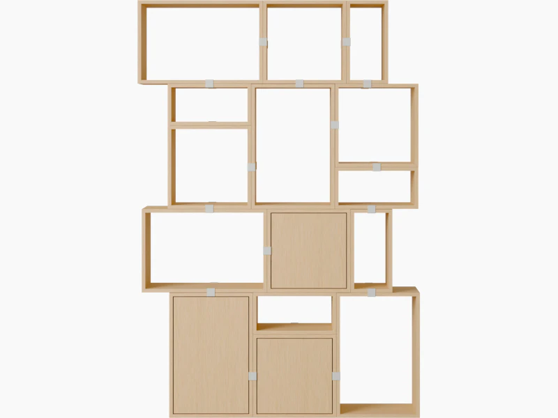 Stacked Storage Bookcase - Configuration 2, Oak, No Base