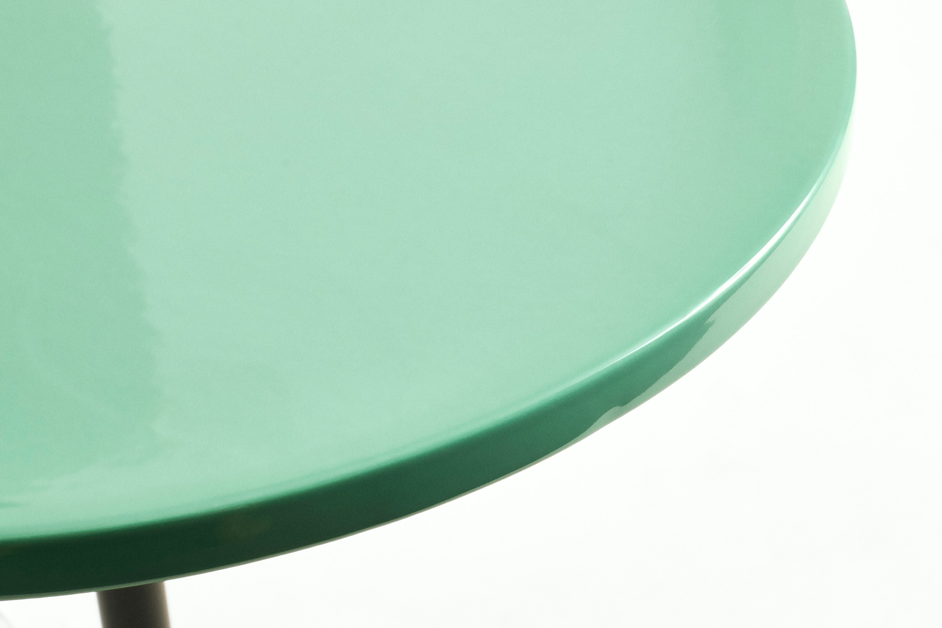 Pyro Side Table - Soft Jade Ceramic Top, Black Base