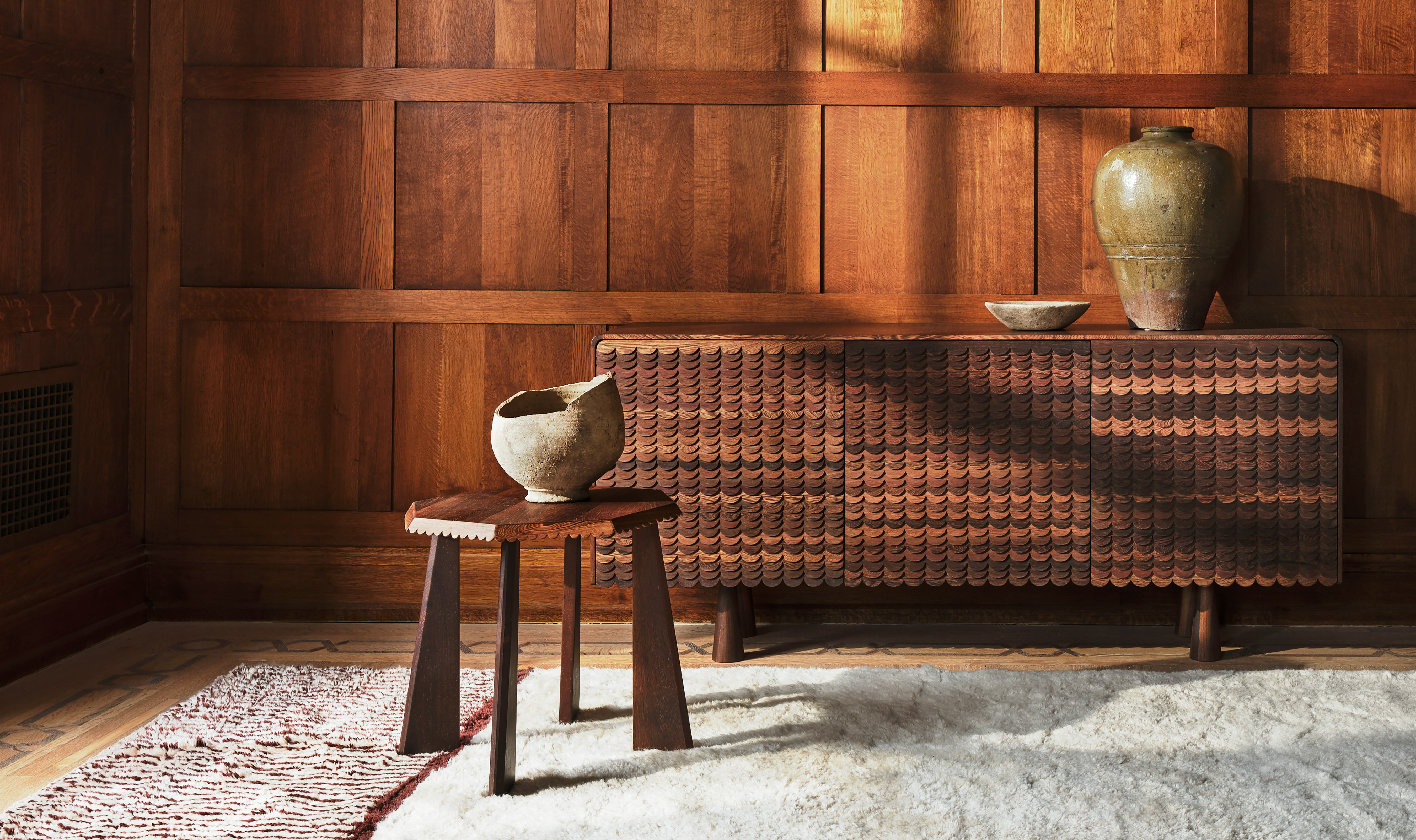 Borderline Wool Moroccan Rug