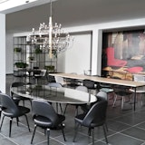 Saarinen Oval Dining Table, Bertoia Side Chair