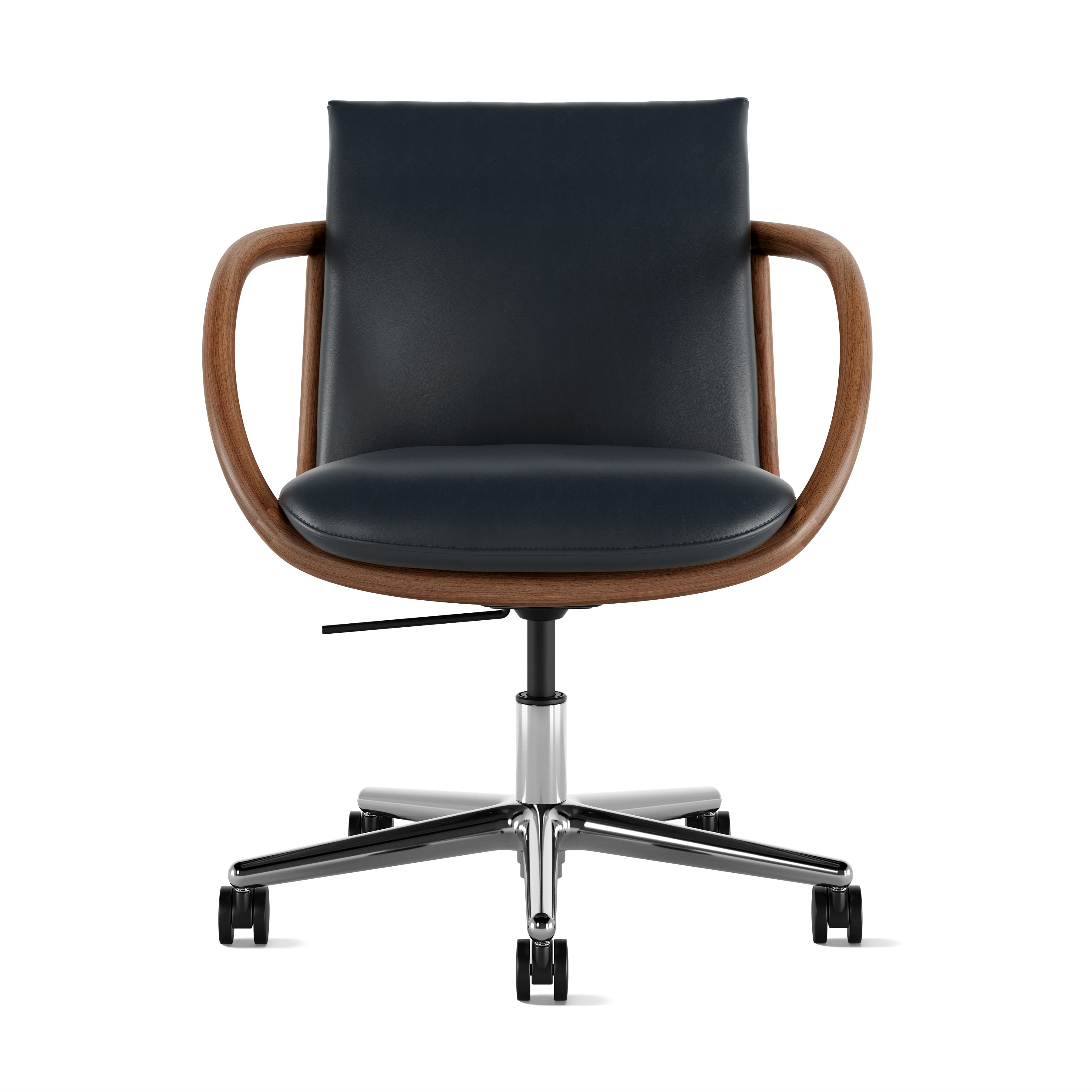 Full Loop Task Chair - Bristol Leather Atlantic,  Walnut,  Polished Aluminum
