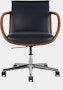 Full Loop Task Chair - Bristol Leather Atlantic,  Walnut,  Polished Aluminum