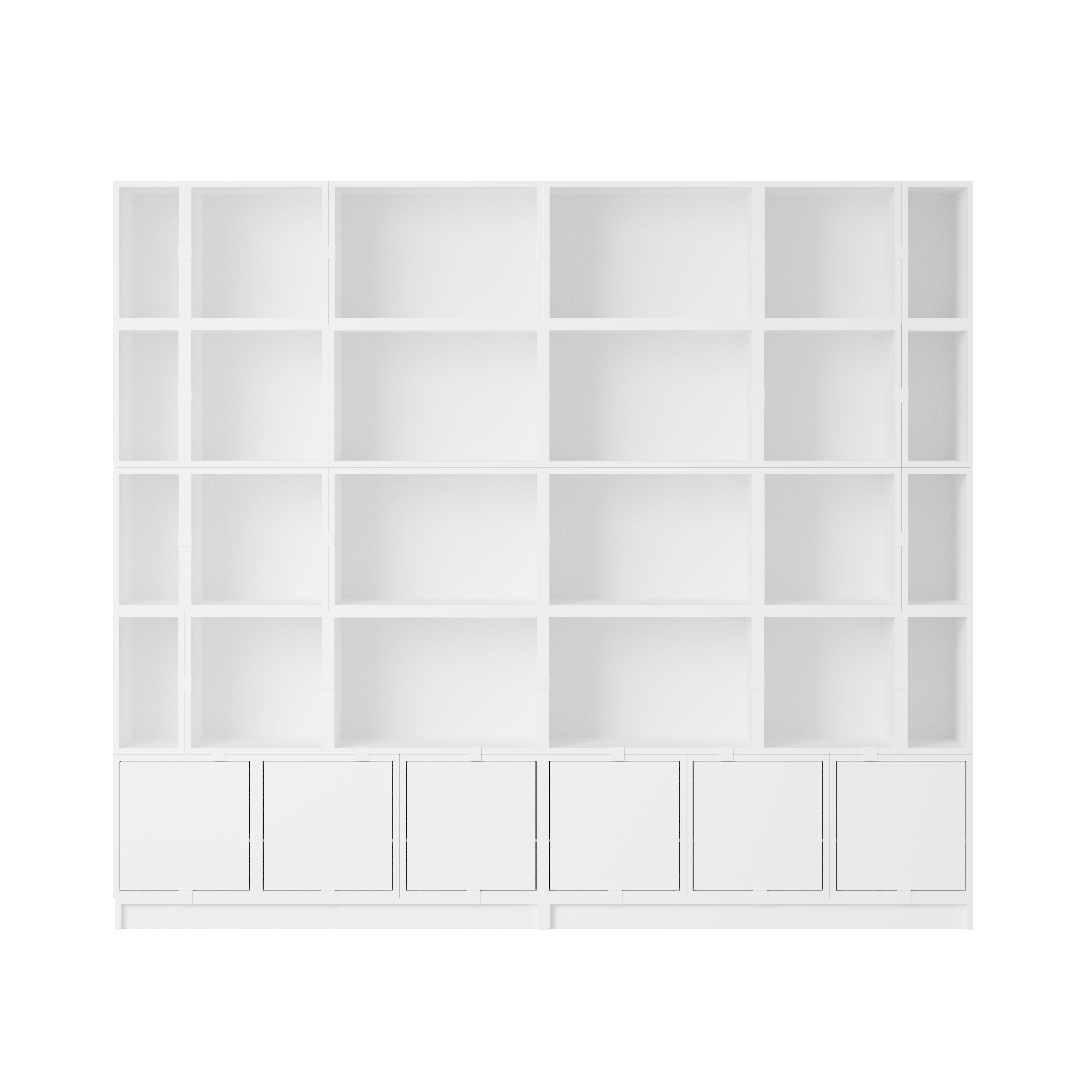 Stacked Storage Bookcase - Configuration 1,  White,  Plinth
