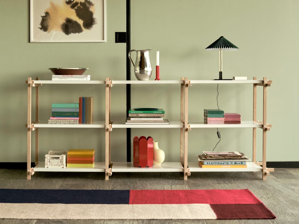 Ethan Cook Flat Works Runner and Woody Low Shelf