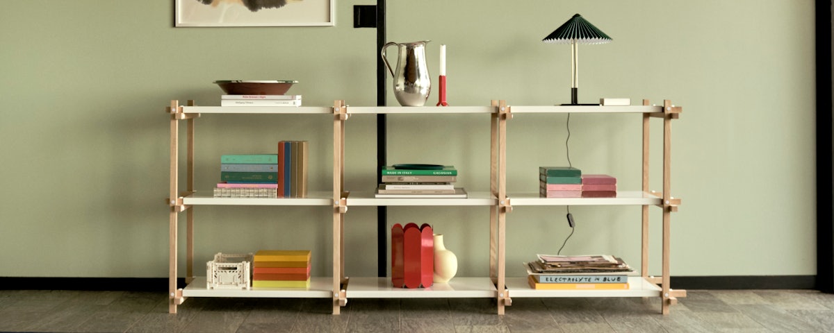 Ethan Cook Flat Works Runner and Woody Low Shelf
