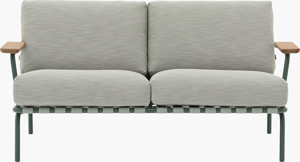 Settle Outdoor Sofa - Two Seater, Dark Green, Ribbed Weave, Thistle