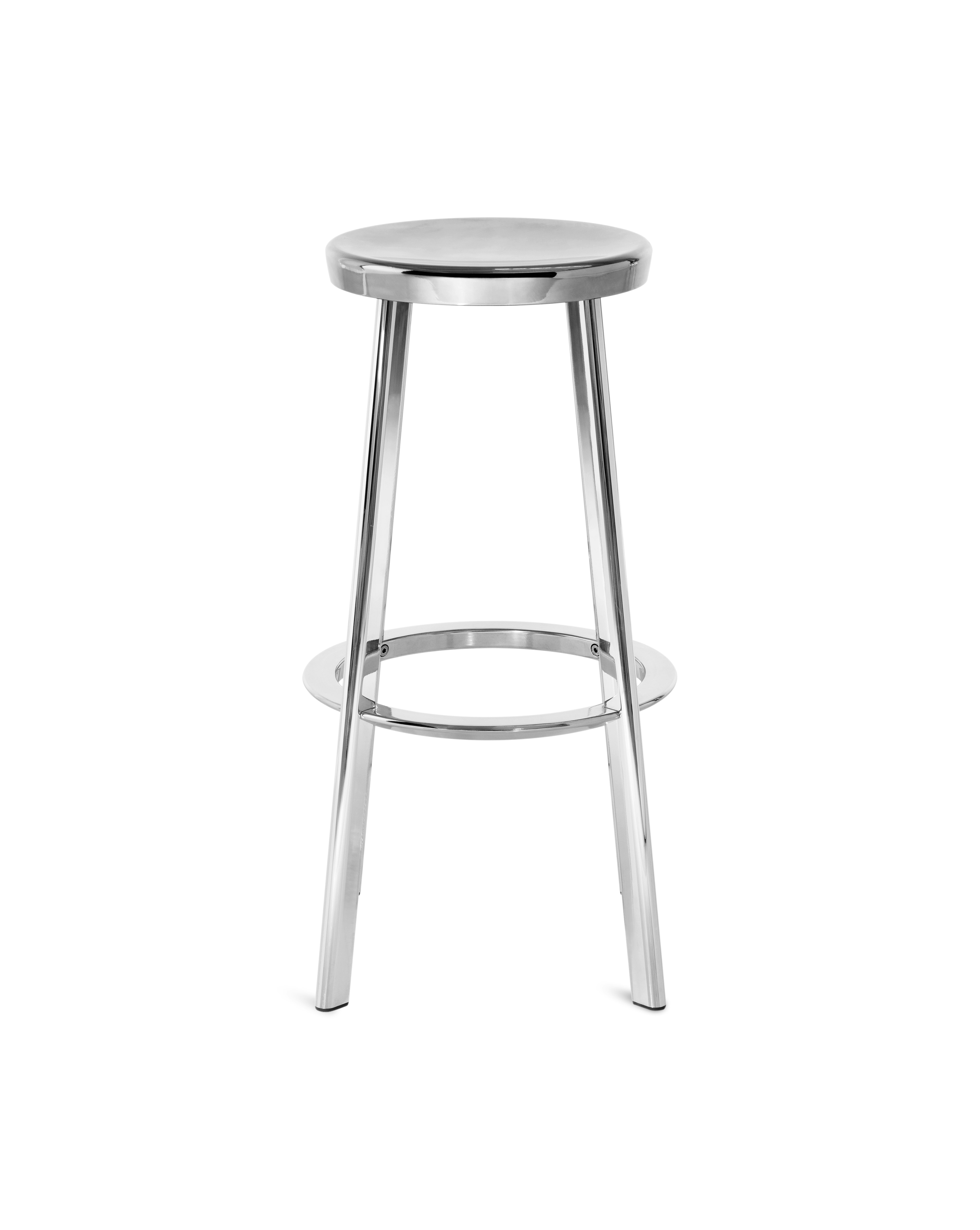 Deja Vu Stool - Bar Height in Polished Aluminum