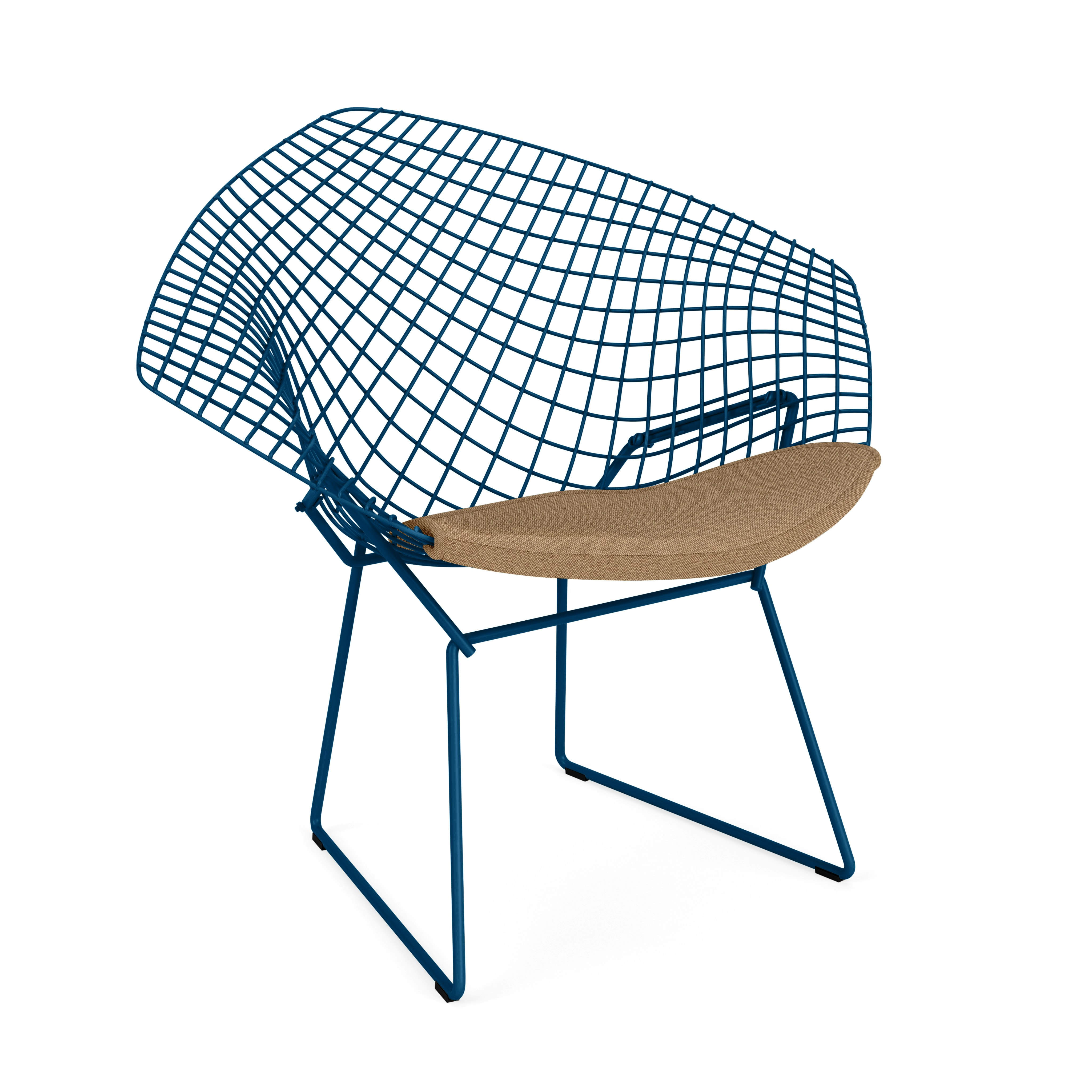 Bertoia Diamond Chair,  Blue,  Seat Pad,  Hourglass,  Latte