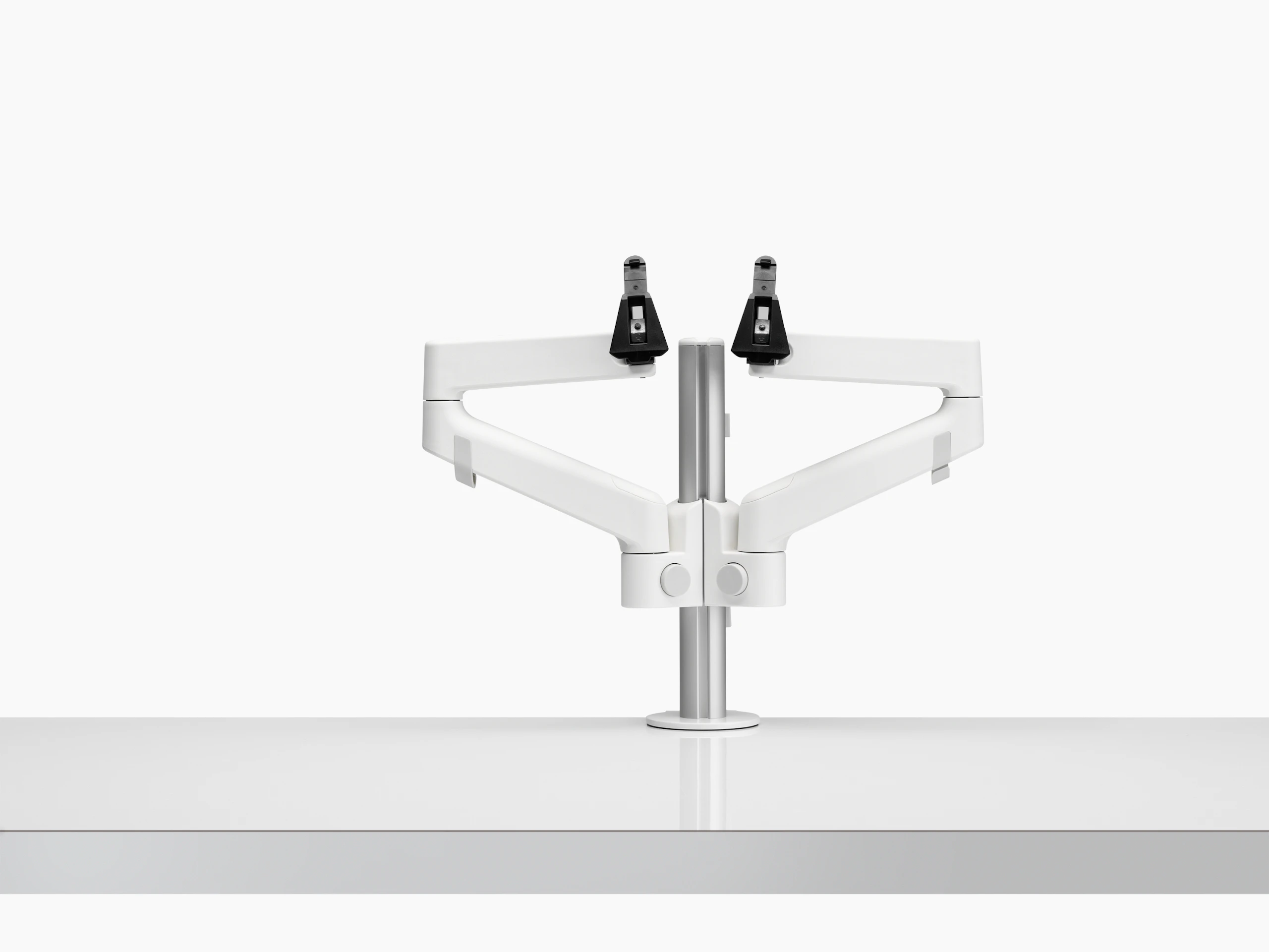 Front view of dual Lima Monitor Arm without monitors.