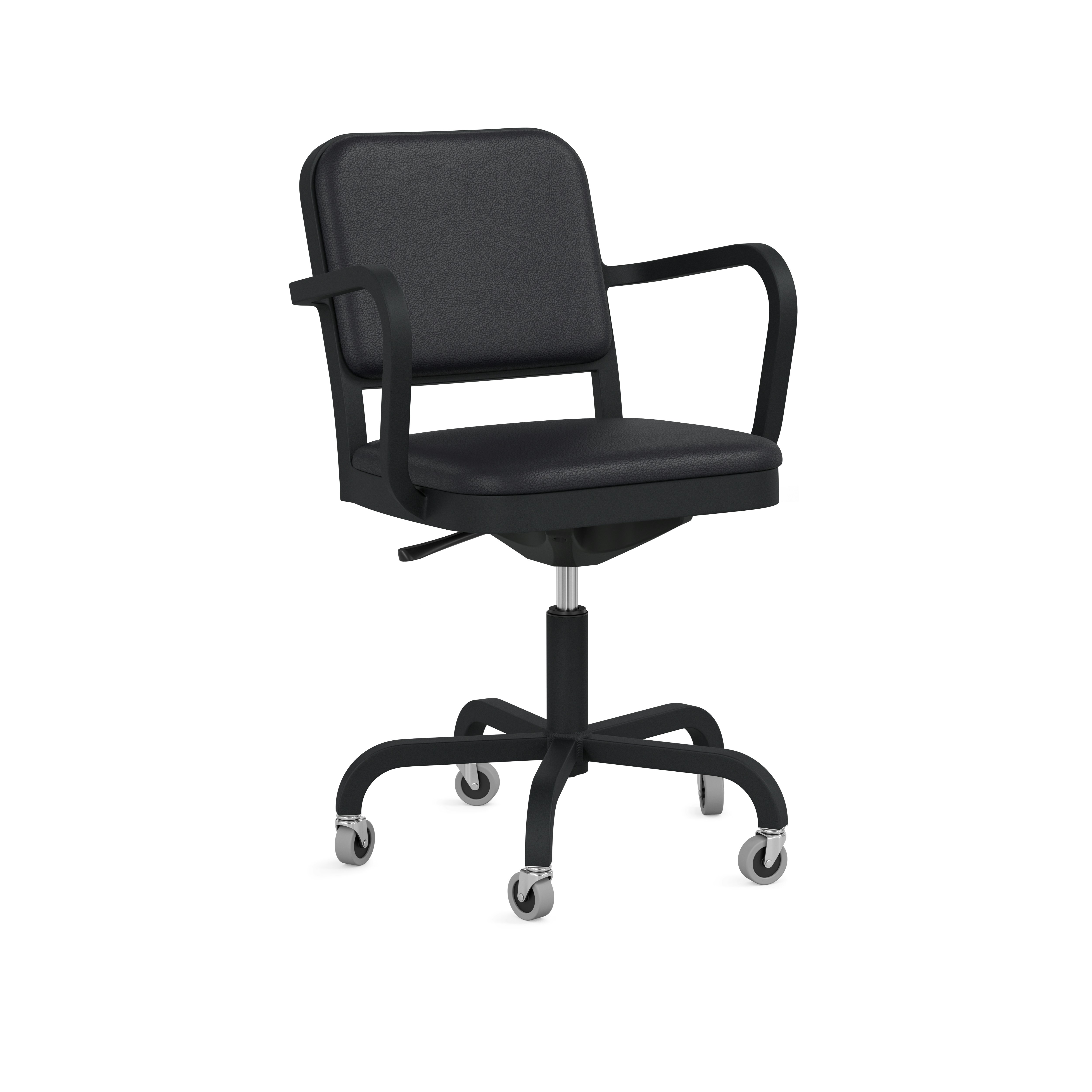Navy Officer Task Chair - Black, Volo Leather, Black, Arms