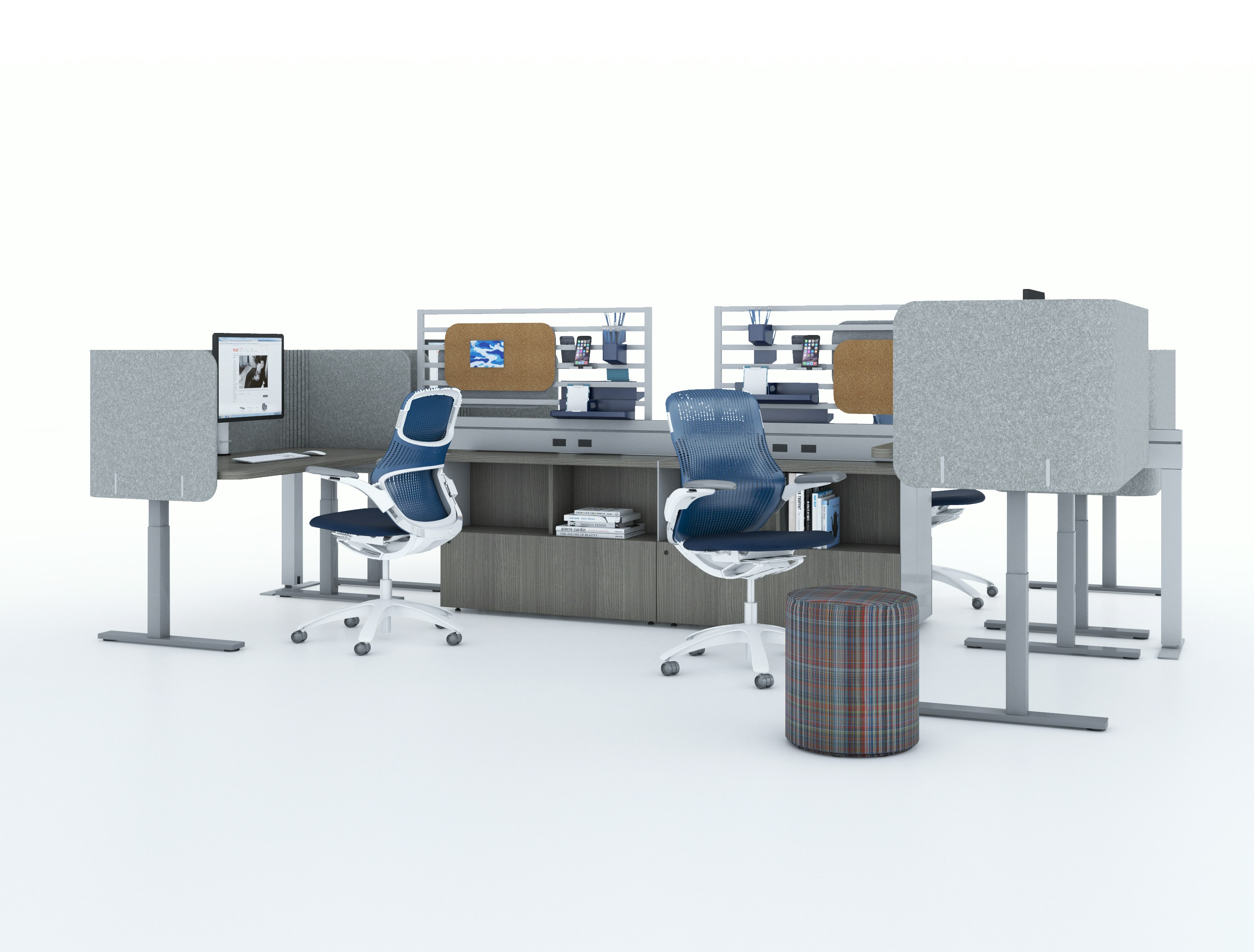 Antenna Power Beam; k. stand Height Adjustable Table; Antenna Workspaces Hybrid Storage; k. screen contour; Ladder Screen; Antenna Workspaces; Generation by Knoll; Rockwell Unscripted Upholstered Seat