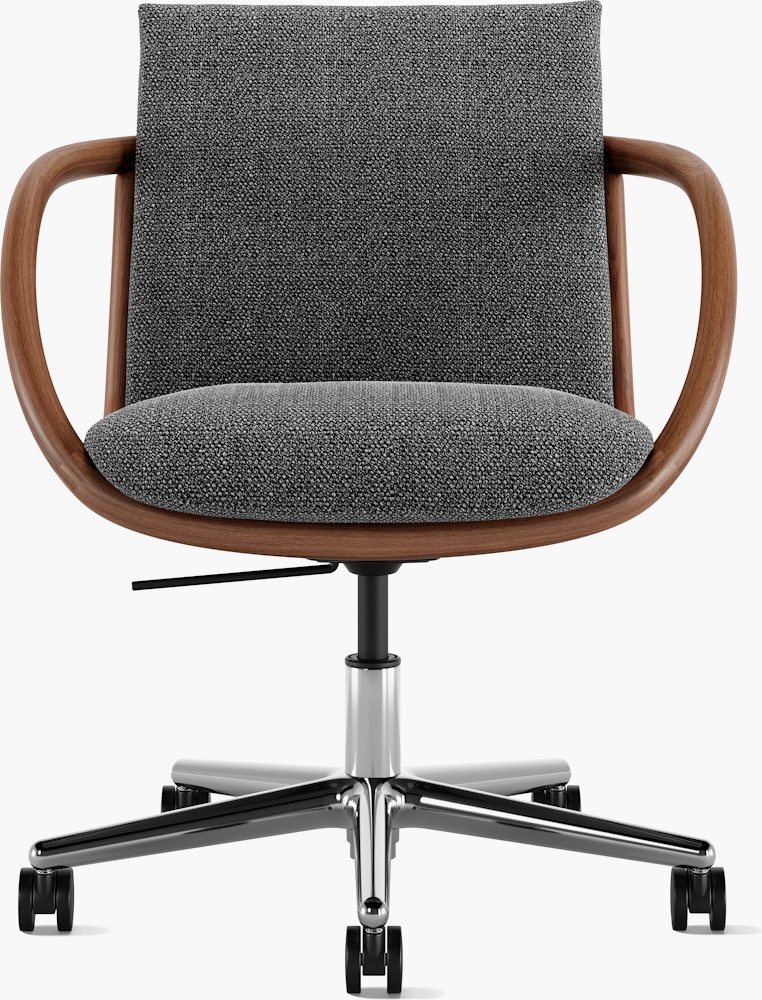 Full Loop Task Chair - Capri Anthracite,  Walnut,  Polished Aluminum