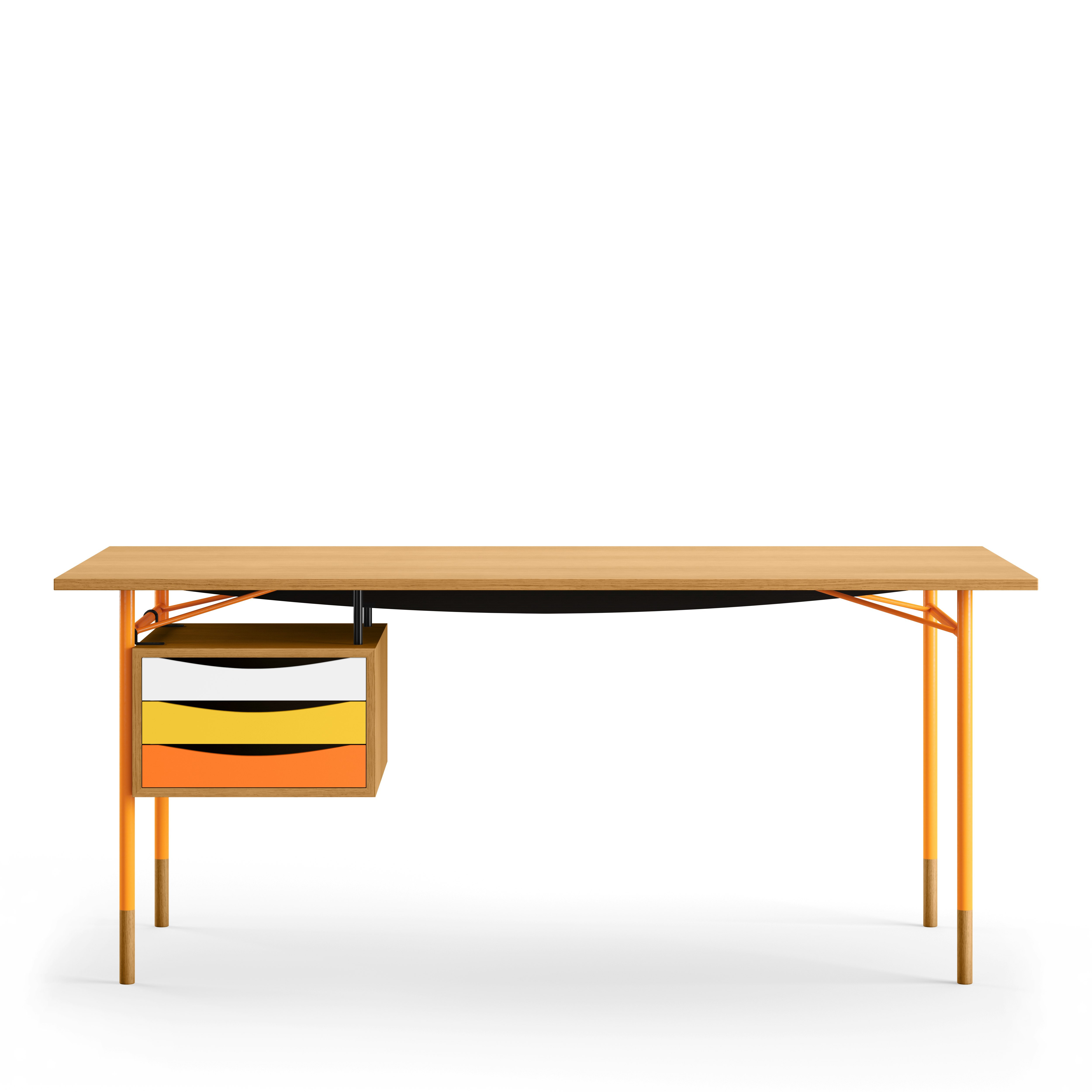 Nyhavn Desk - Dark Oiled Oak, Orange, Warm Drawer