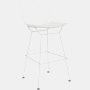 Bertoia Stool - Bar Height, With Seat Pad, White, Hourglass, Air