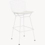 Bertoia Stool - Bar Height, With Seat Pad, White, Hourglass, Air