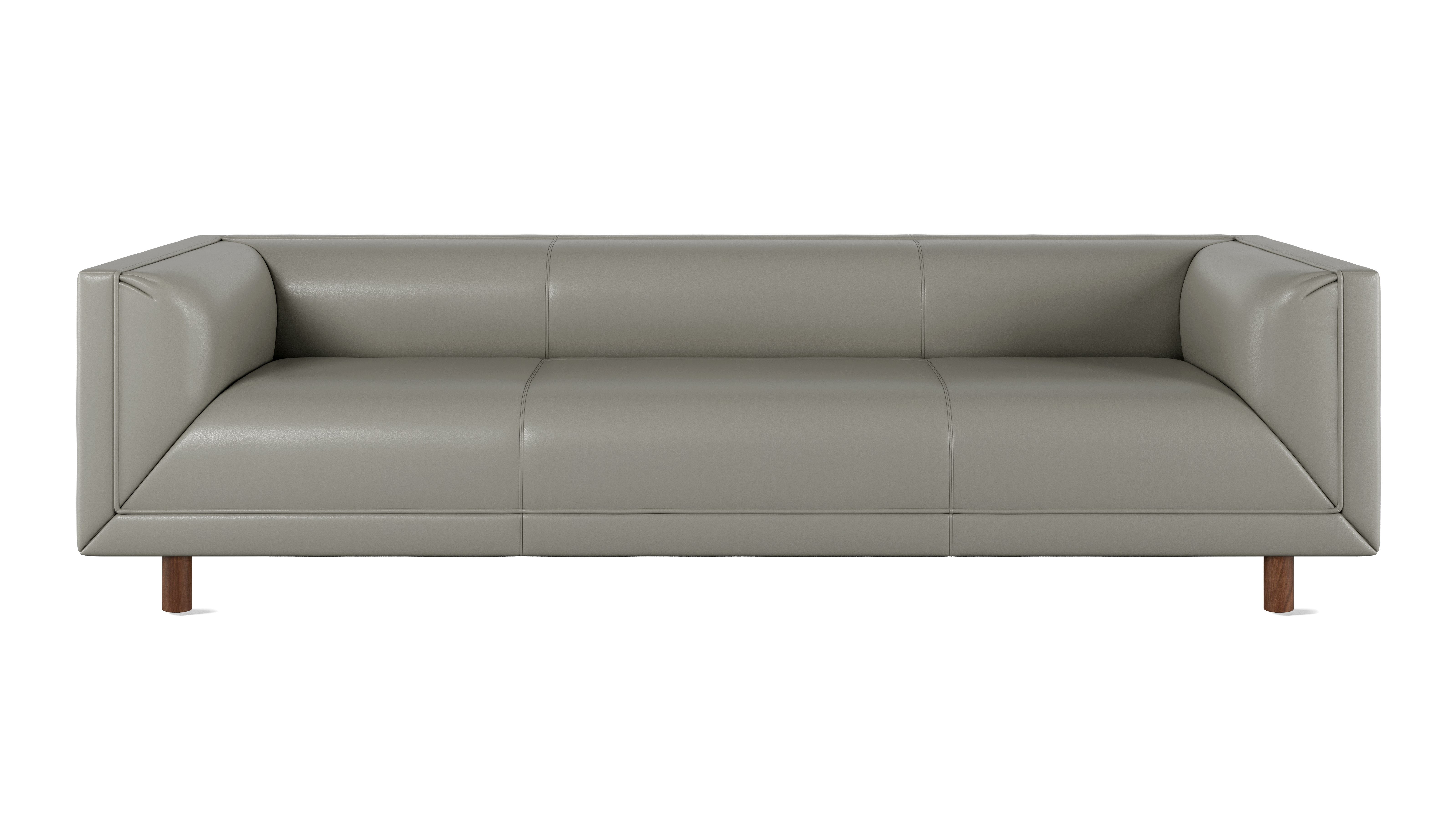 Rolled Arm Sofa 96,  Prone Leather,  Script,  Walnut