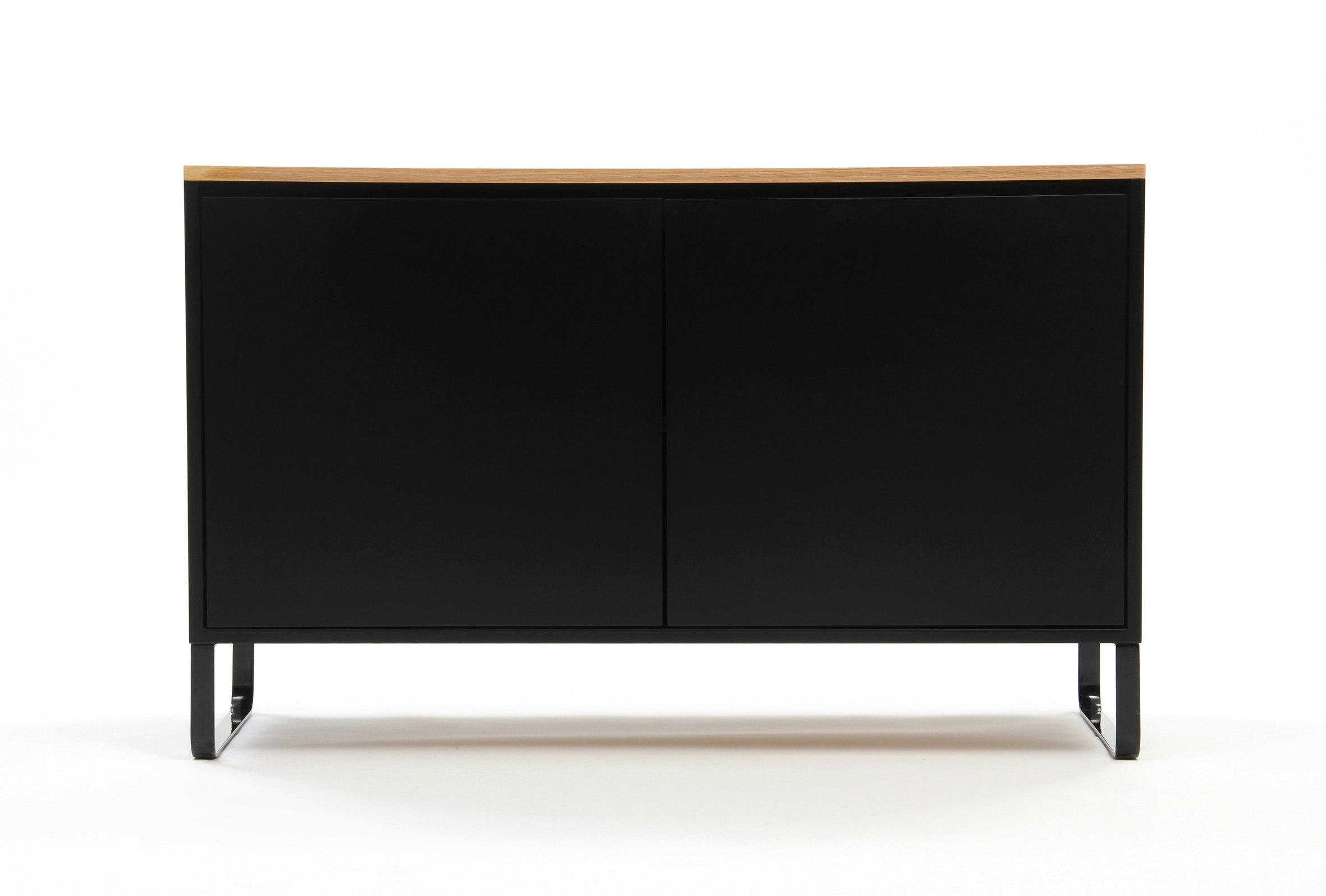 An all black 2-door Sideboard Storage unit, viewed from the front.