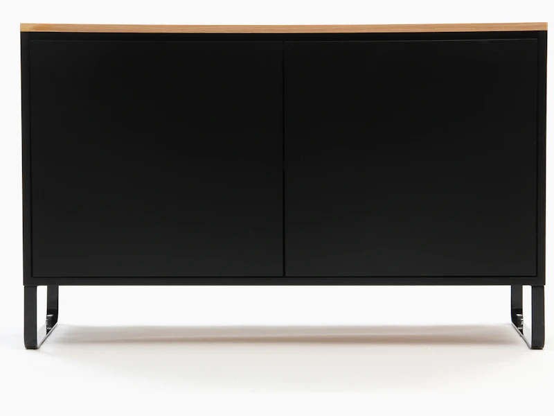 An all black 2-door Sideboard Storage unit, viewed from the front.