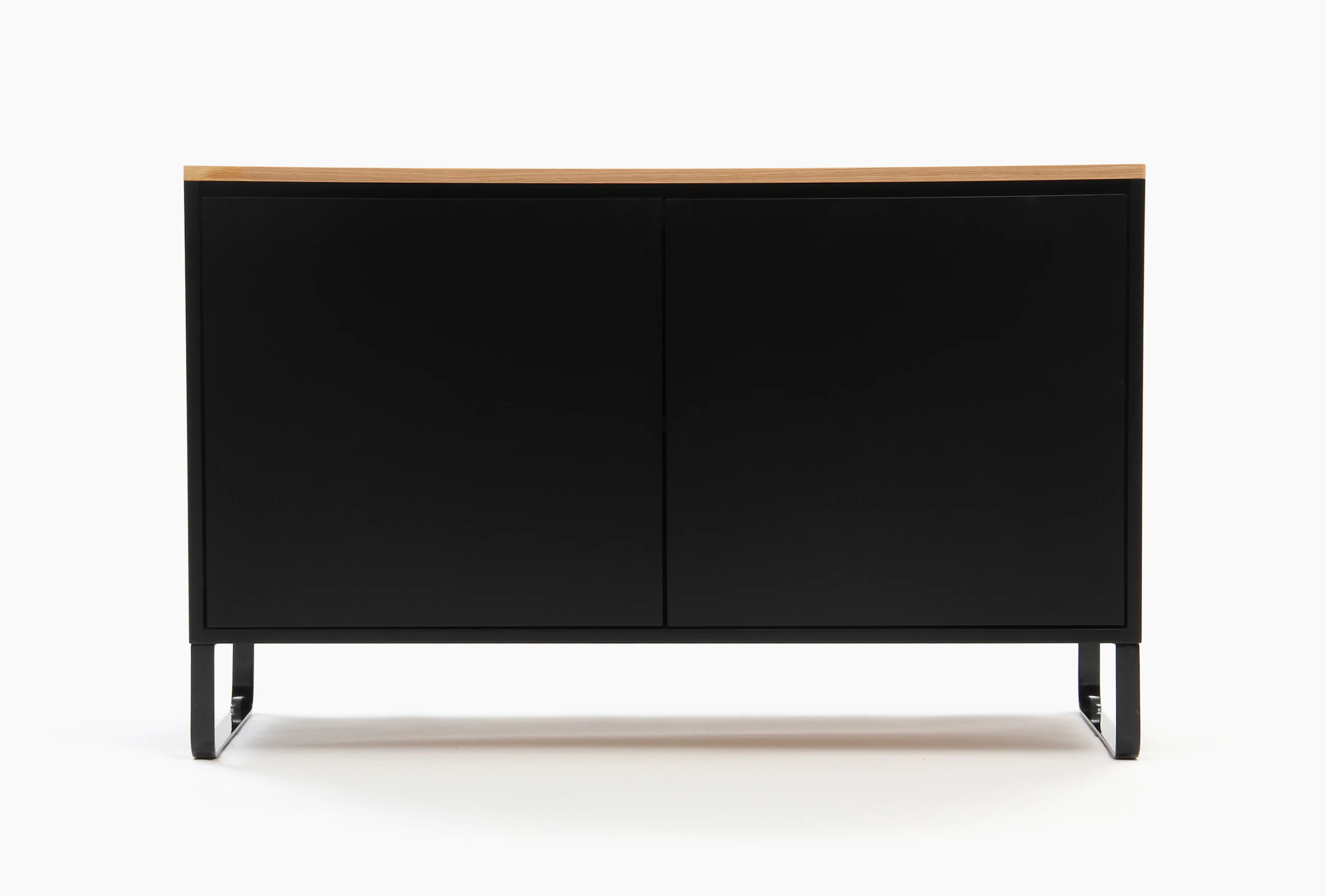 An all black 2-door Sideboard Storage unit, viewed from the front.