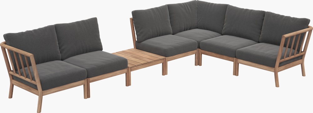 Tradition Outdoor Corner Sectional with Table - Charcoal